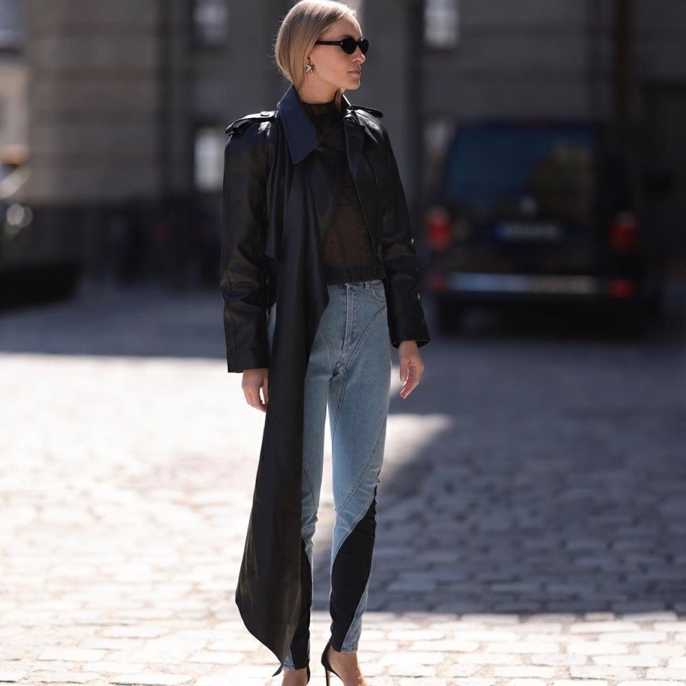 H&M X Mugler Genuine Leather Cropped Jacket With Scarf NWT - Picture 4 of 4